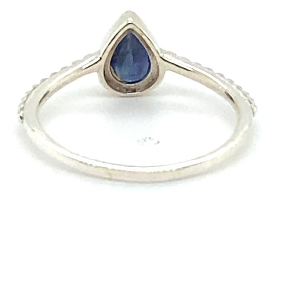 Blue Sapphire .87ct Platinum Finish Solid 925 Sterling Silver Ring - Picture 6 of 8